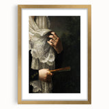 Close-Up of Hands with Book and Lace – Dark Academia Wall Art, Gothic Elegance