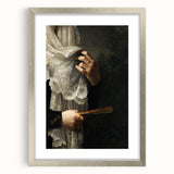 Close-Up of Hands with Book and Lace – Dark Academia Wall Art, Gothic Elegance