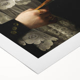 Close-Up of Hands with Book and Lace – Dark Academia Wall Art, Gothic Elegance