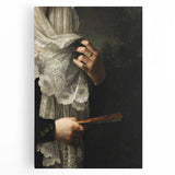 Close-Up of Hands with Book and Lace – Dark Academia Wall Art, Gothic Elegance