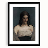 Portrait of Woman with Downcast Eyes – Dark Academia Wall Art, Moody Decor