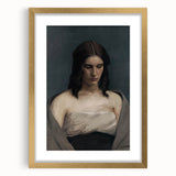 Portrait of Woman with Downcast Eyes – Dark Academia Wall Art, Moody Decor