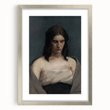 Portrait of Woman with Downcast Eyes – Dark Academia Wall Art, Moody Decor