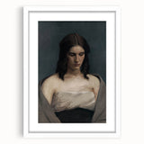 Portrait of Woman with Downcast Eyes – Dark Academia Wall Art, Moody Decor