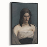 Portrait of Woman with Downcast Eyes – Dark Academia Wall Art, Moody Decor