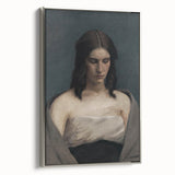 Portrait of Woman with Downcast Eyes – Dark Academia Wall Art, Moody Decor