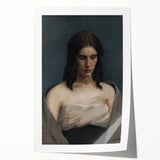 Portrait of Woman with Downcast Eyes – Dark Academia Wall Art, Moody Decor