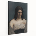 Portrait of Woman with Downcast Eyes – Dark Academia Wall Art, Moody Decor