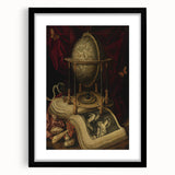 Globe and Open Book Still Life – Dark Academia Wall Art, Gothic Decor
