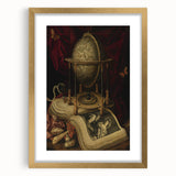 Globe and Open Book Still Life – Dark Academia Wall Art, Gothic Decor