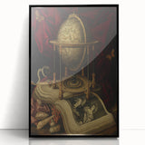 Globe and Open Book Still Life – Dark Academia Wall Art, Gothic Decor