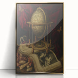 Globe and Open Book Still Life – Dark Academia Wall Art, Gothic Decor