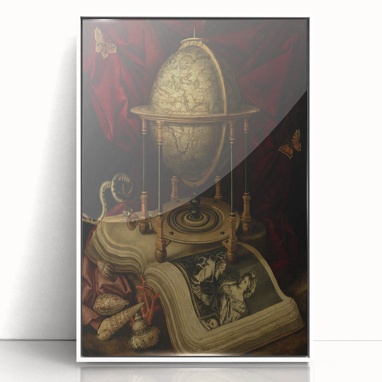 Globe and Open Book Still Life – Dark Academia Wall Art, Gothic Decor