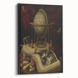 Globe and Open Book Still Life – Dark Academia Wall Art, Gothic Decor