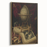 Globe and Open Book Still Life – Dark Academia Wall Art, Gothic Decor