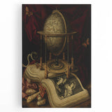 Globe and Open Book Still Life – Dark Academia Wall Art, Gothic Decor