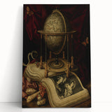 Globe and Open Book Still Life – Dark Academia Wall Art, Gothic Decor