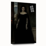 Dark Academia Wall Art - Gothic Lady in Black Veil - Moody Decor Print