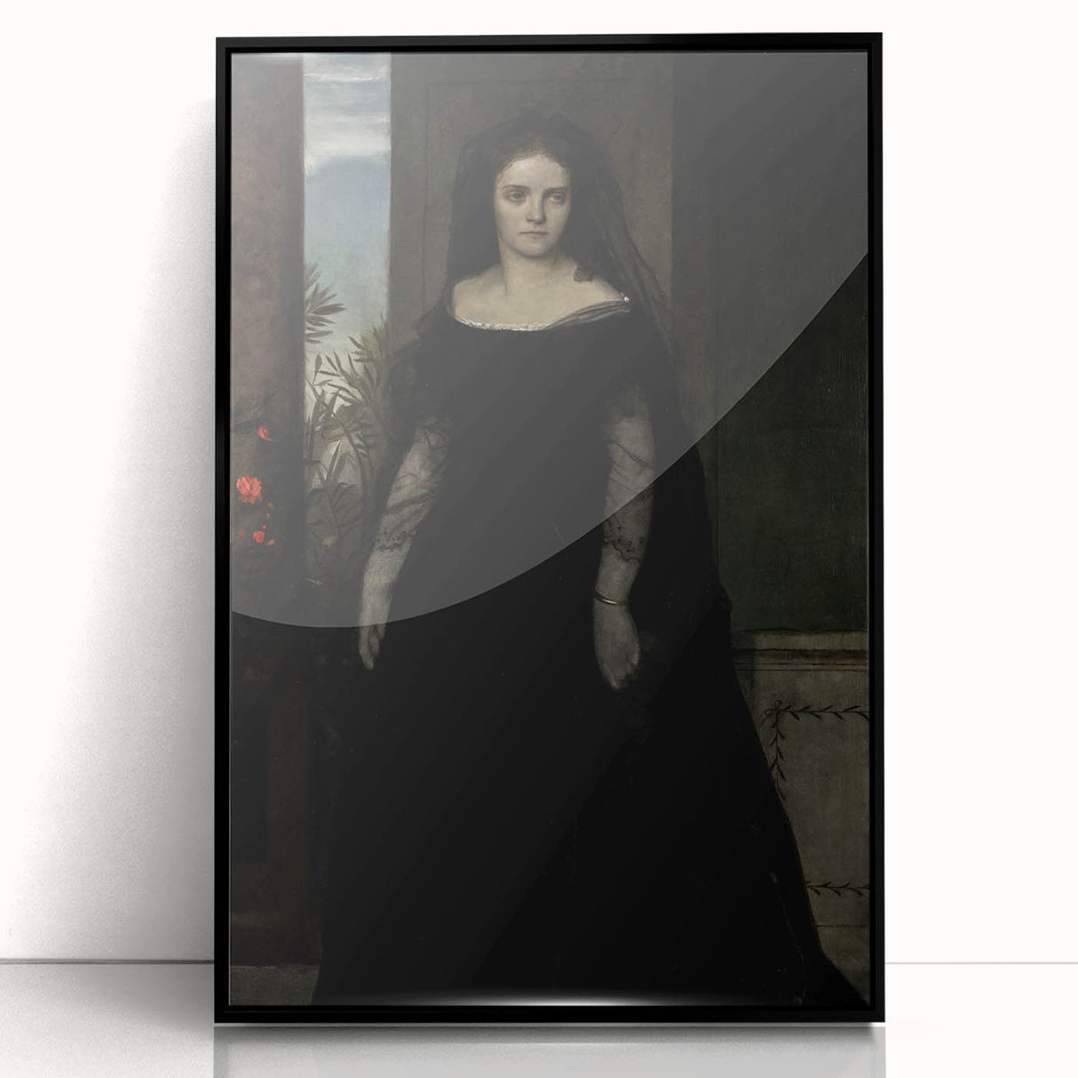 Dark Academia Wall Art - Gothic Lady in Black Veil - Moody Decor Print