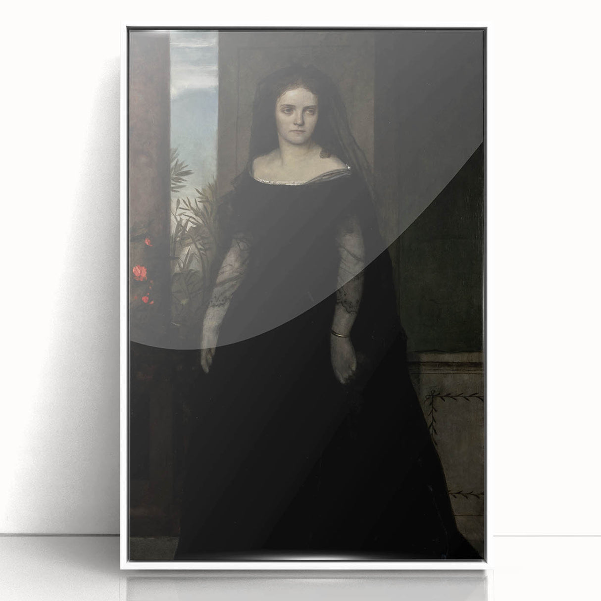 Dark Academia Wall Art - Gothic Lady in Black Veil - Moody Decor Print