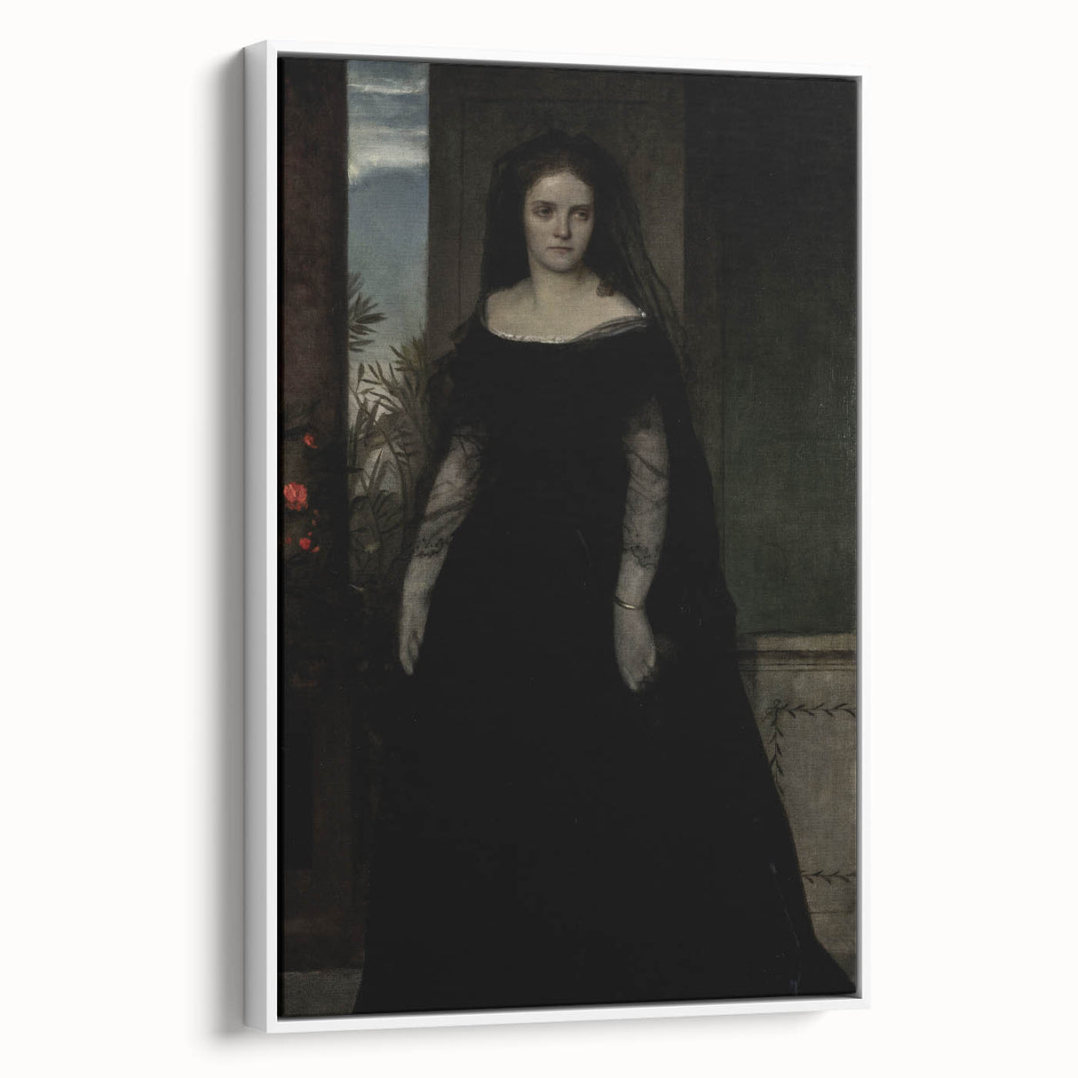 Dark Academia Wall Art - Gothic Lady in Black Veil - Moody Decor Print