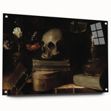 Dark Academia Wall Art - Skull, Books, and Candle - Gothic Decor Print