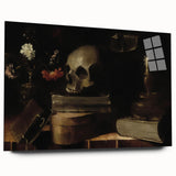 Dark Academia Wall Art - Skull, Books, and Candle - Gothic Decor Print