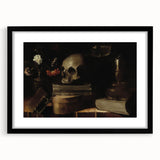 Dark Academia Wall Art - Skull, Books, and Candle - Gothic Decor Print