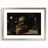 Dark Academia Wall Art - Skull, Books, and Candle - Gothic Decor Print