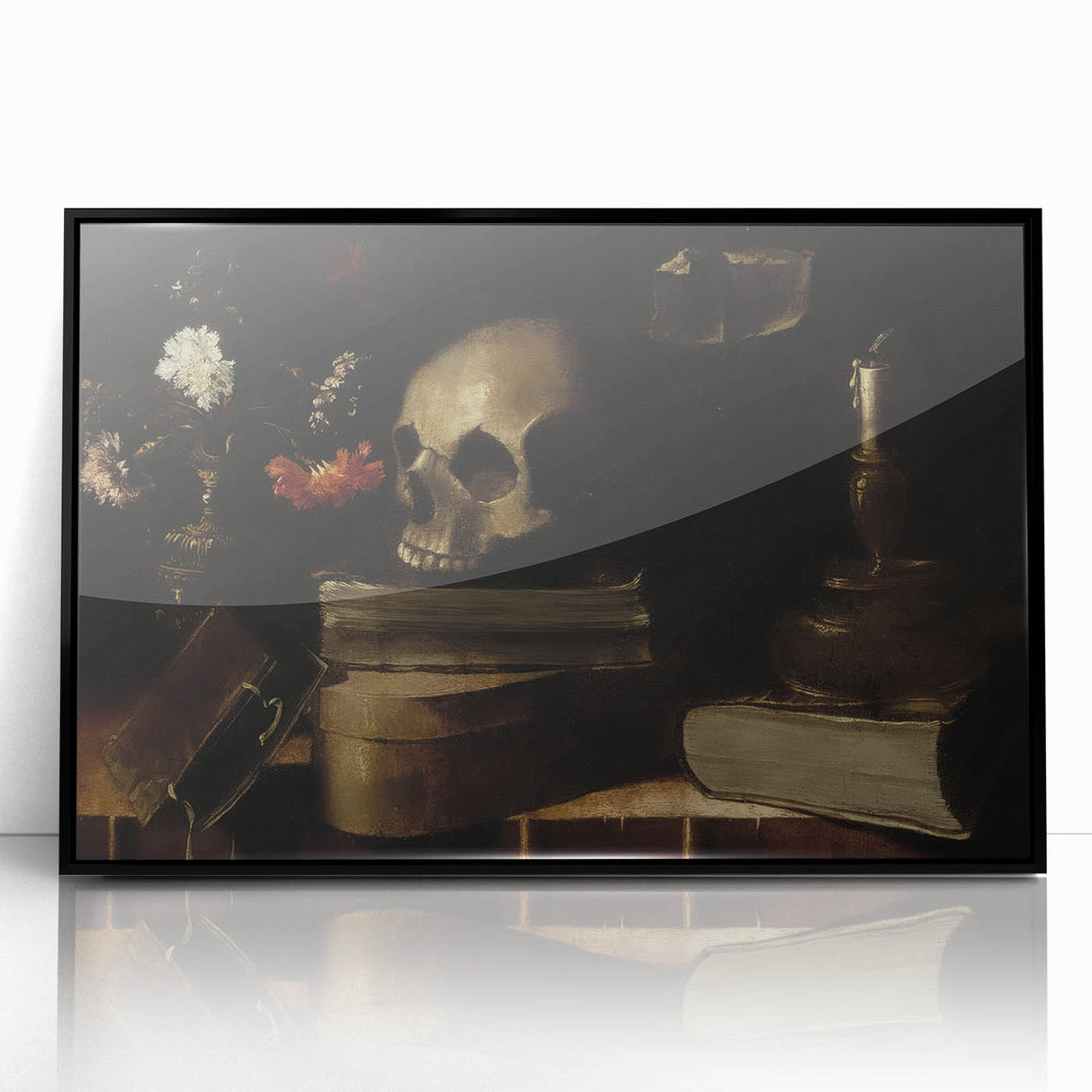 Dark Academia Wall Art - Skull, Books, and Candle - Gothic Decor Print