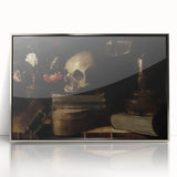 Dark Academia Wall Art - Skull, Books, and Candle - Gothic Decor Print