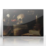 Dark Academia Wall Art - Skull, Books, and Candle - Gothic Decor Print