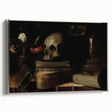 Dark Academia Wall Art - Skull, Books, and Candle - Gothic Decor Print