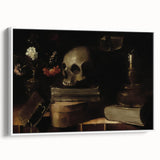 Dark Academia Wall Art - Skull, Books, and Candle - Gothic Decor Print