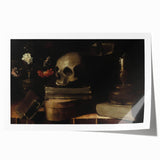 Dark Academia Wall Art - Skull, Books, and Candle - Gothic Decor Print
