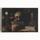 Dark Academia Wall Art - Skull, Books, and Candle - Gothic Decor Print
