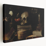 Dark Academia Wall Art - Skull, Books, and Candle - Gothic Decor Print