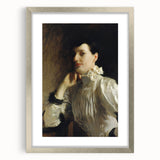 Dark Academia Wall Art - Woman in White Portrait - Moody Gothic Decor