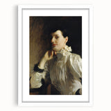 Dark Academia Wall Art - Woman in White Portrait - Moody Gothic Decor