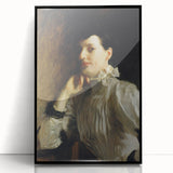 Dark Academia Wall Art - Woman in White Portrait - Moody Gothic Decor