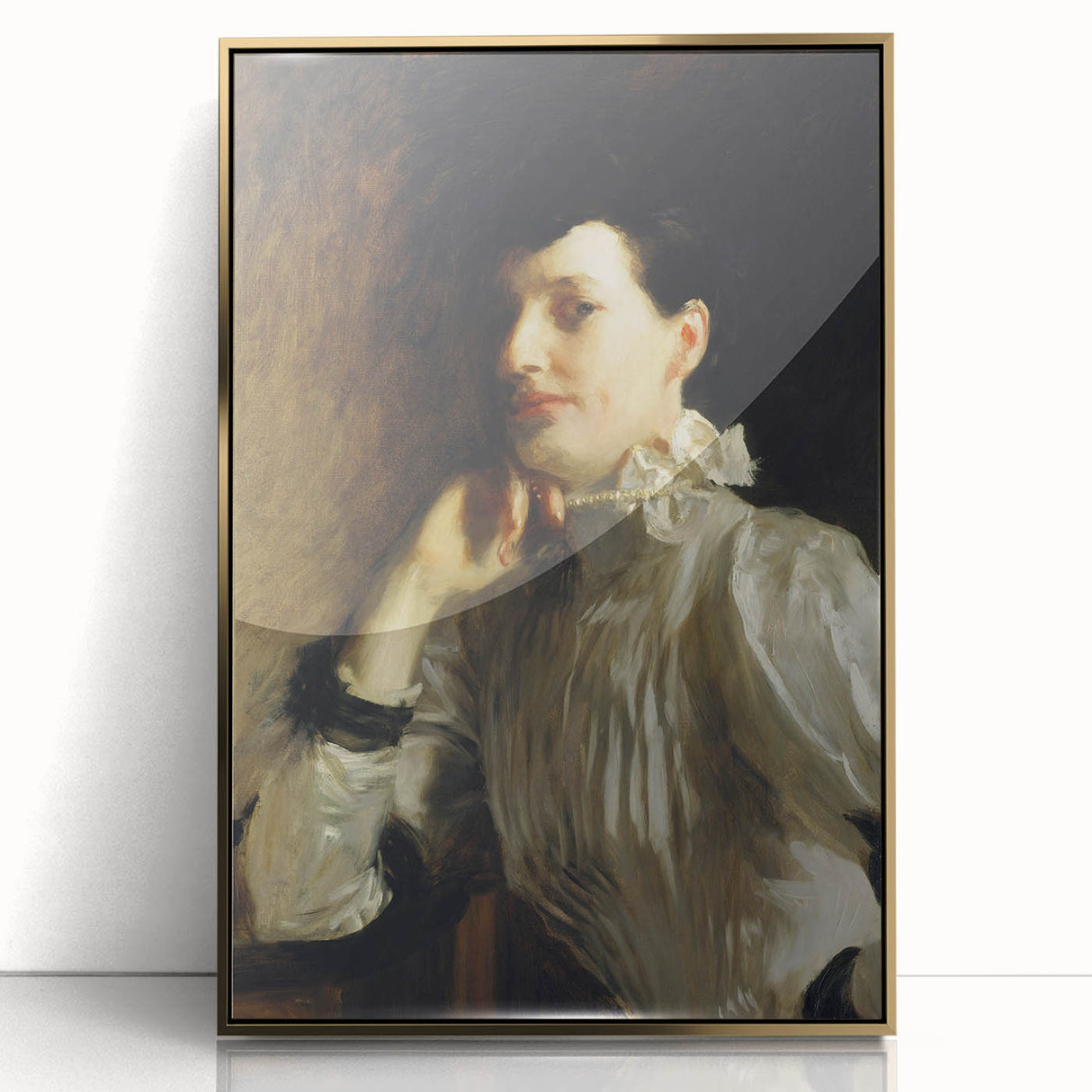 Dark Academia Wall Art - Woman in White Portrait - Moody Gothic Decor
