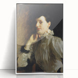 Dark Academia Wall Art - Woman in White Portrait - Moody Gothic Decor