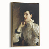 Dark Academia Wall Art - Woman in White Portrait - Moody Gothic Decor