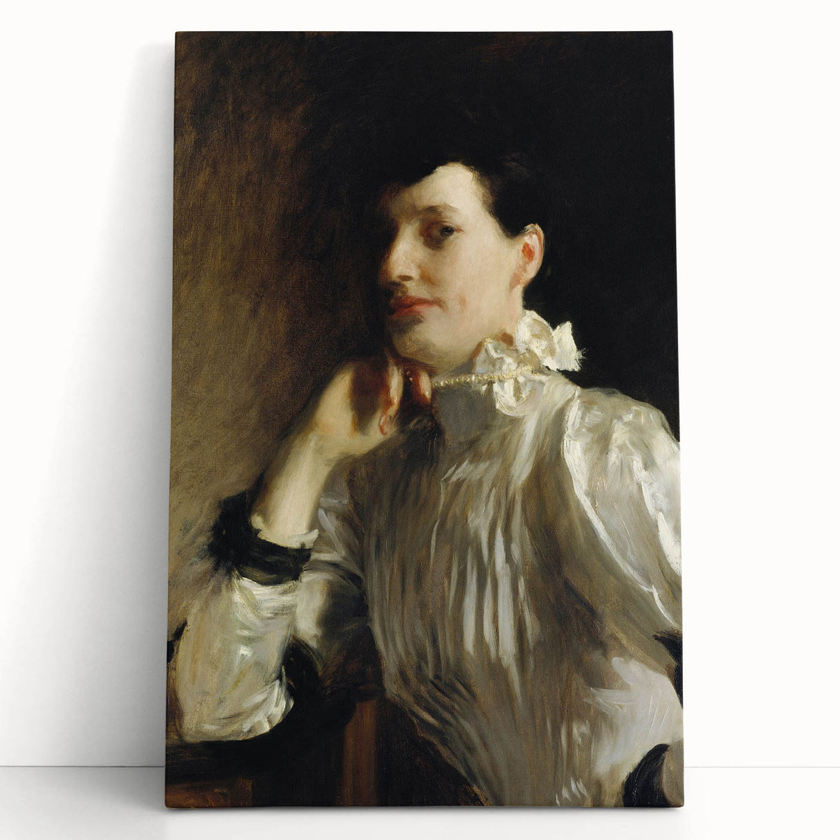 Dark Academia Wall Art - Woman in White Portrait - Moody Gothic Decor