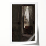 Shadowy Dark Academia Wall Art - Vintage Doorway and Window Scene