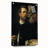 Dark Academia Wall Art - Vintage Gothic Self-Portrait with Death's Shadow
