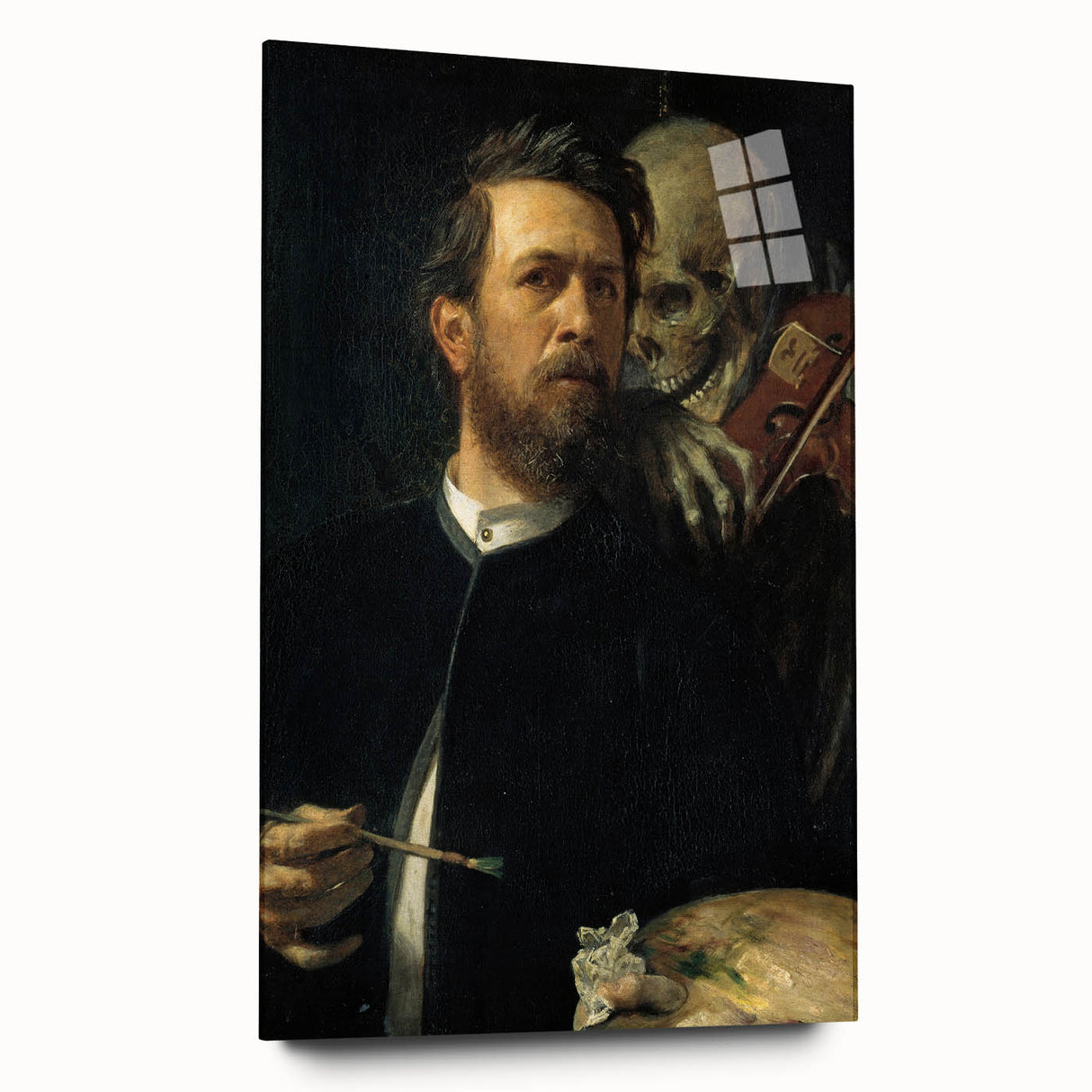 Dark Academia Wall Art - Vintage Gothic Self-Portrait with Death's Shadow