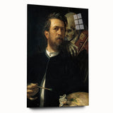Dark Academia Wall Art - Vintage Gothic Self-Portrait with Death's Shadow