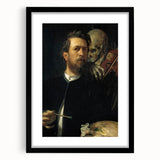 Dark Academia Wall Art - Vintage Gothic Self-Portrait with Death's Shadow