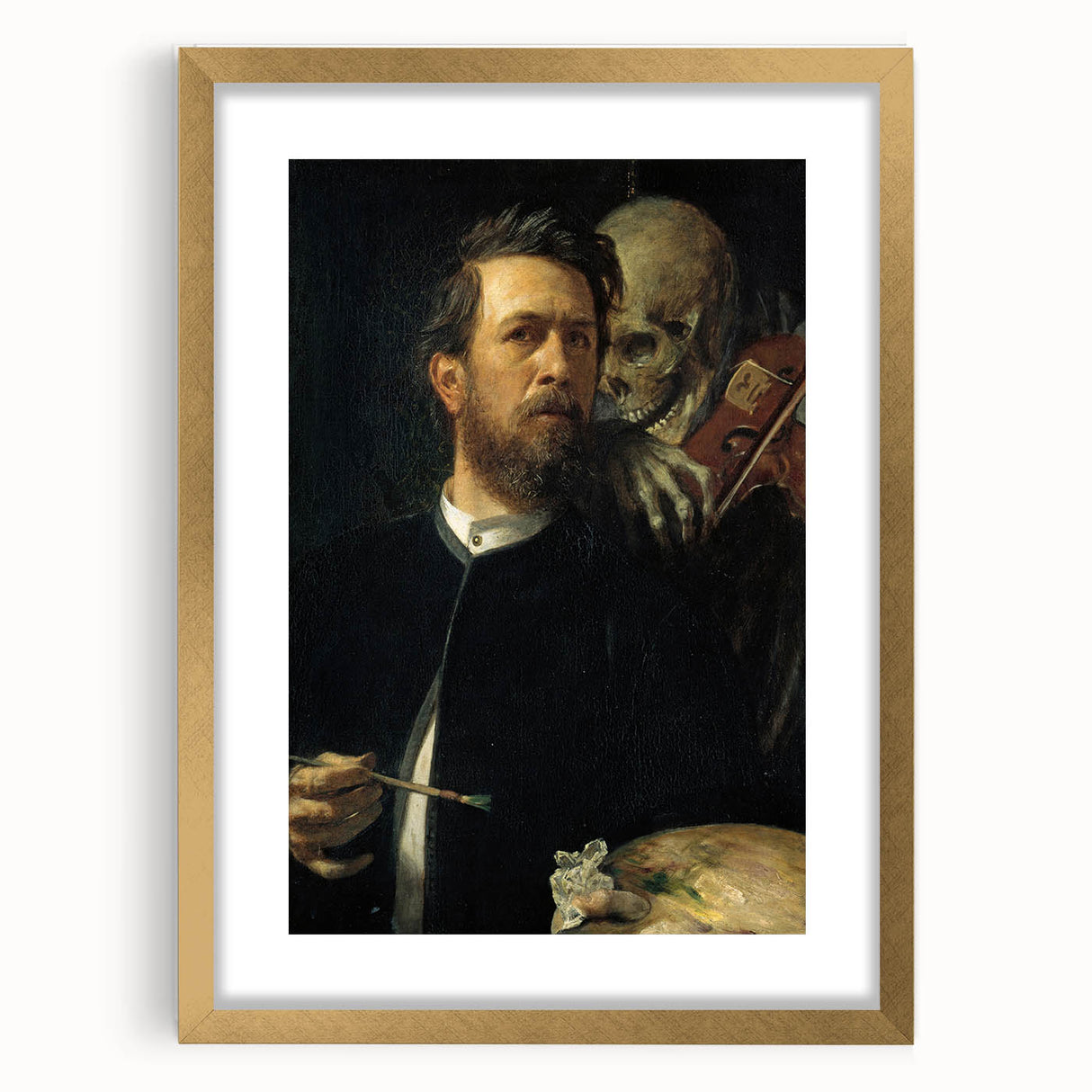 Dark Academia Wall Art - Vintage Gothic Self-Portrait with Death's Shadow
